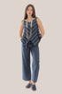 Striped bias cut top with thin straps